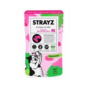 Alimento completo para gatos Strayz Ternera BIO con Remolacha en Salsa 85 g