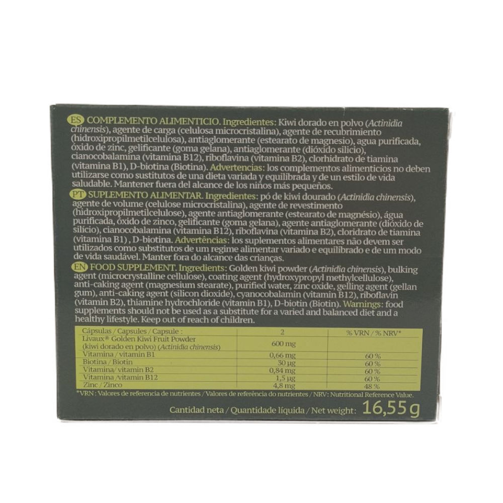 Butycaps Kiwi con zinc etiqueta ingredientes