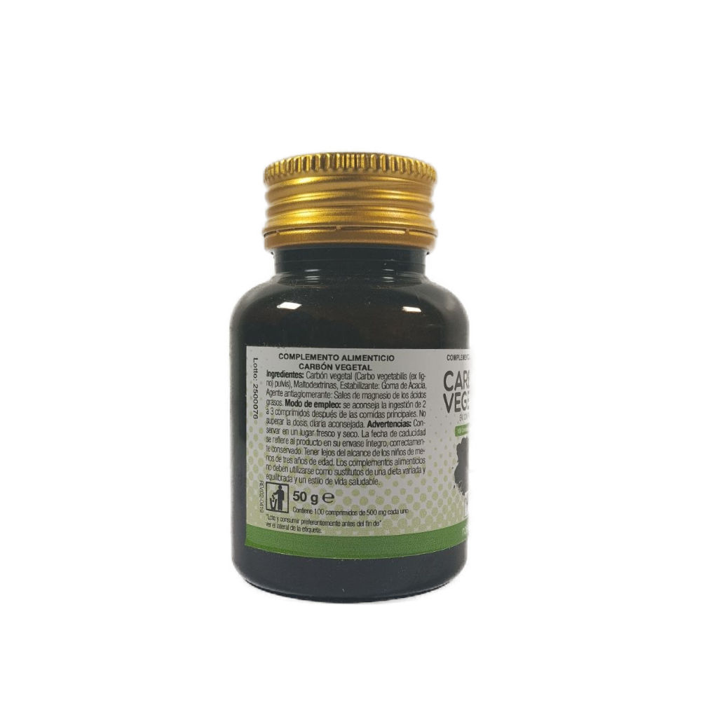 Carbon vegetal 100 comp etiqueta ingredientes
