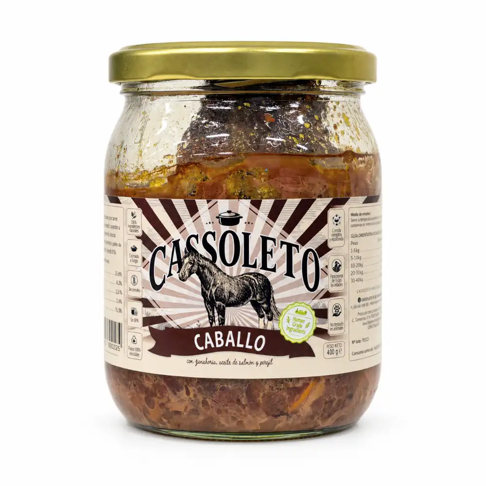 Cassoleto estofado de caballo alimento completo para perros