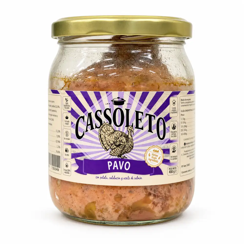 Cassoleto ragu de pavo alimento completo para perros