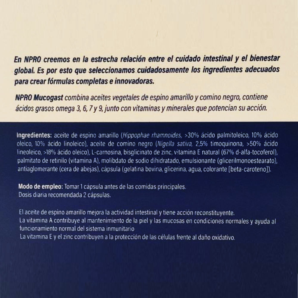 NPRO Mucogast 60 caps ingredientes