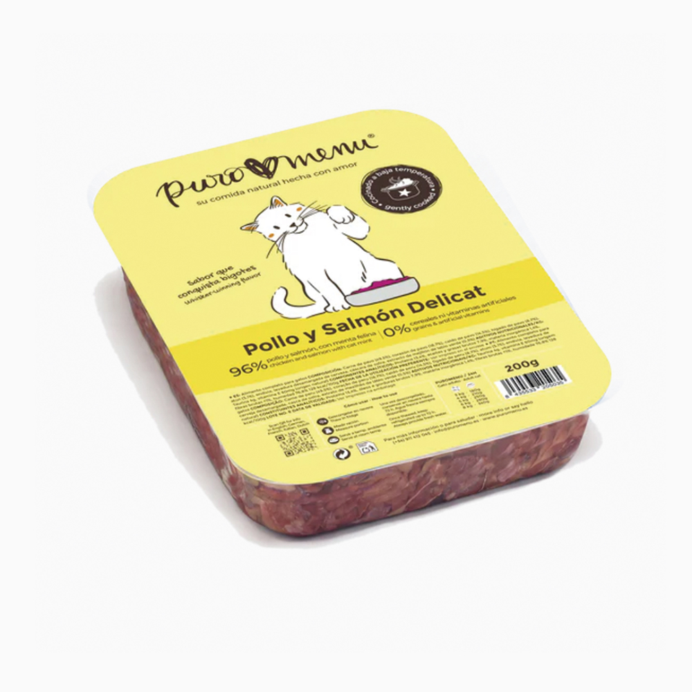 PuroMenu Pollo y Salmon Delicat cocinado gato 200 g