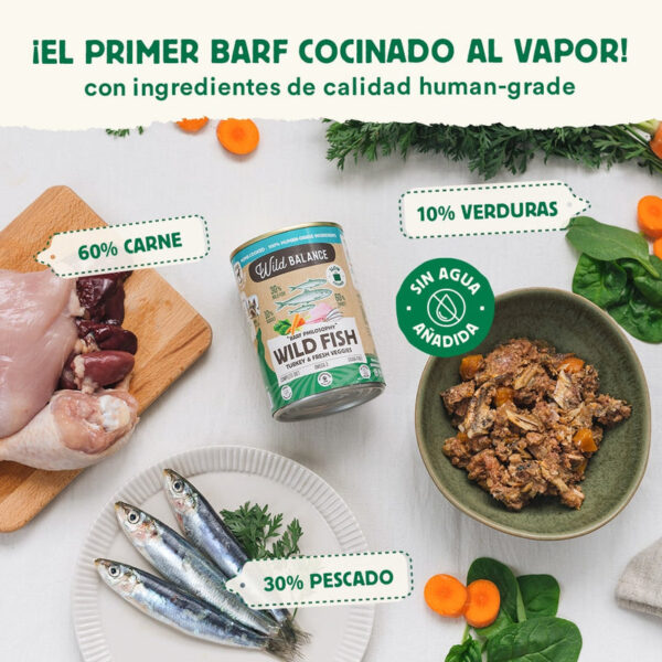 Wild Balance Pescado y Pavo con verduras lata 400 g - Imagen 2
