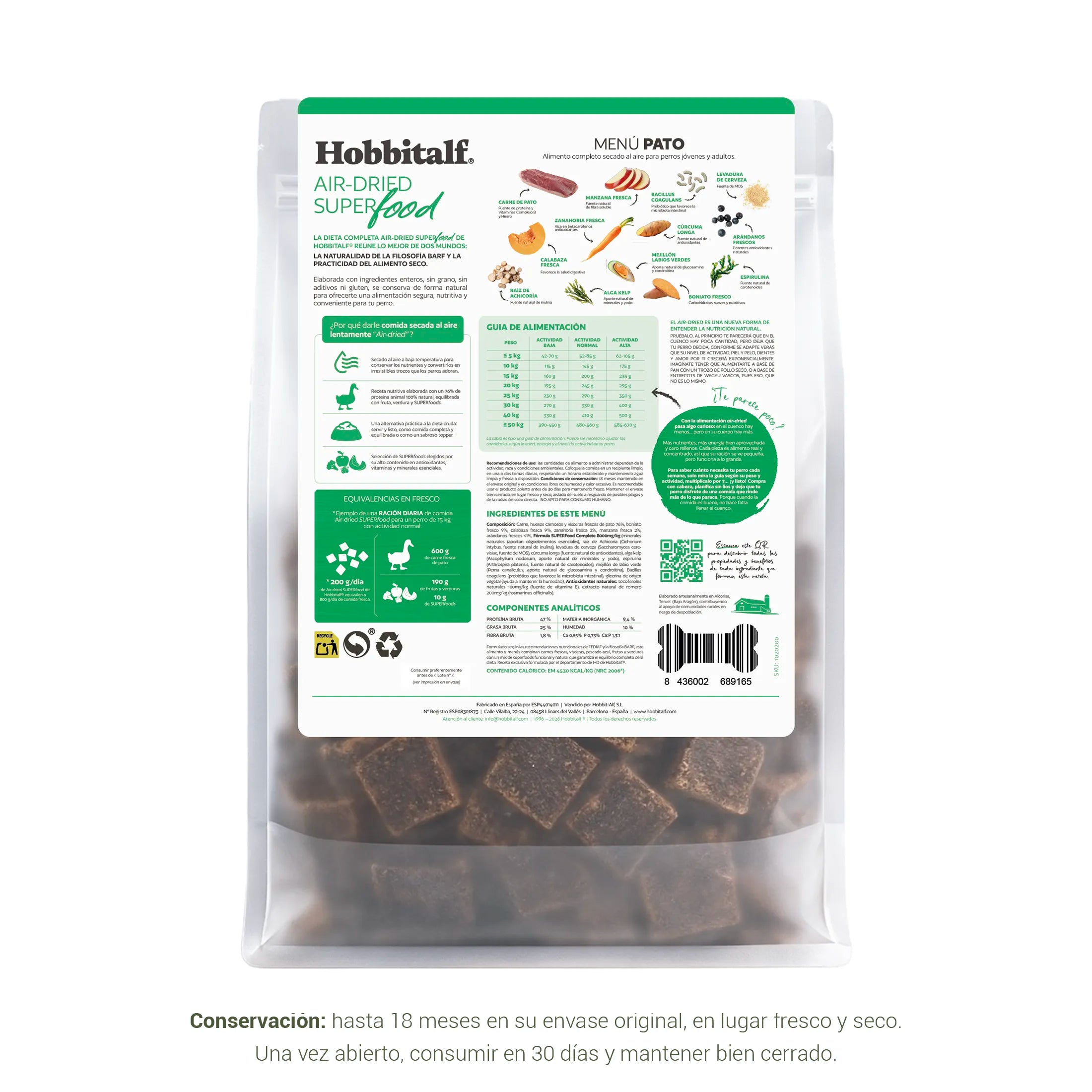 alimentacion pato AIRDRIED Adult pollo hobbitalf reverso etiqueta 1
