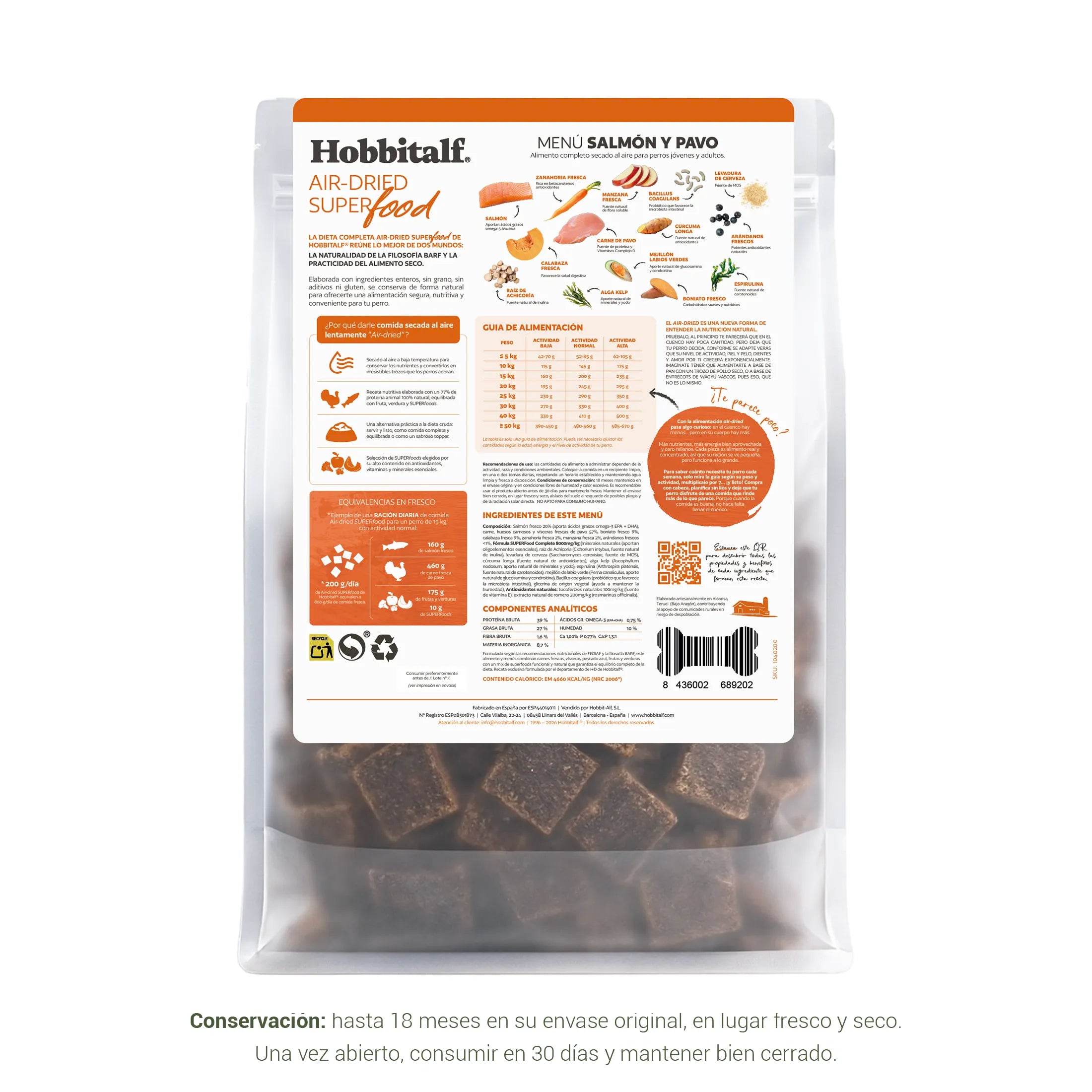 alimentacion perro AIRDRIED Adult salmon pavo hobbitalf reverso etiqueta 1