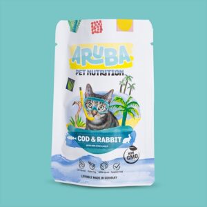 Aruba comida húmeda de Bacalao y Conejo para gatos