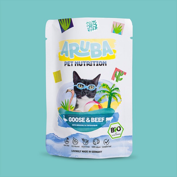 Aruba comida húmeda BIO de Ganso y Ternera para gatos