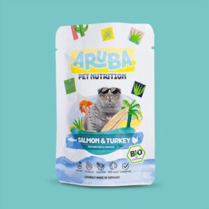 Aruba comida húmeda BIO de Salmón y Pavo para gatos