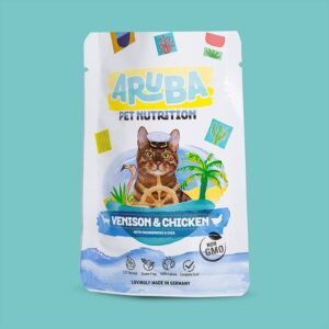 Aruba comida húmeda de Venado y Pollo para gatos